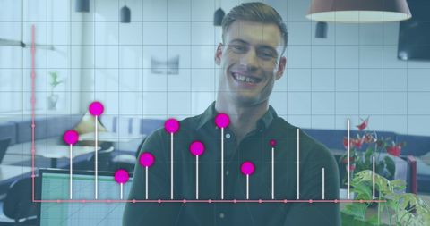 Business Analyst with Digital Financial Data Overlay in Office