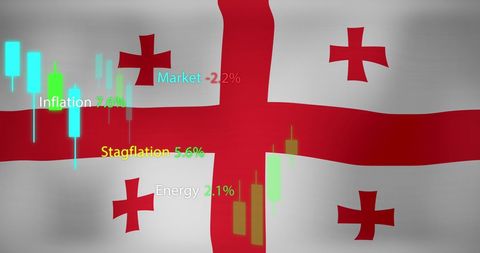 Economic Data Visualization on Georgia Flag Illustration