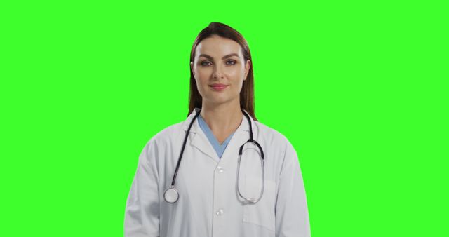 Confident Female Doctor in Lab Coat with Stethoscope - Download Free Stock Images Pikwizard.com