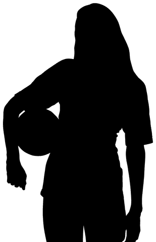 Female football player silhouette on transparent background