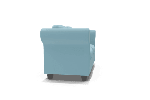 3d transparent blue armchair illustration for modern interiors décor