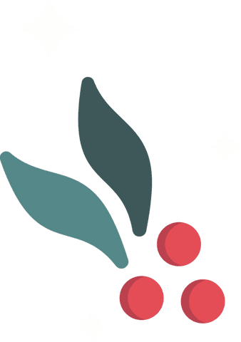 Transparent Festive Holly Motif with Red Berries and Green Leaves