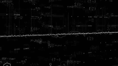 Flowing Animated Data Stream with Underlying Scientific Formulas