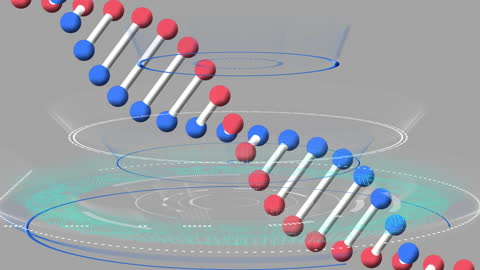 Abstract DNA Strand with Digital Data Overlay
