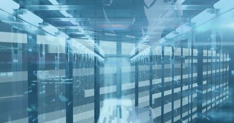 Data Processing with Digital Interference in Server Room - Download Free Stock Images Pikwizard.com