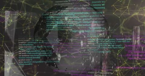 Glowing Global Network with Code Overlays in Dark Space