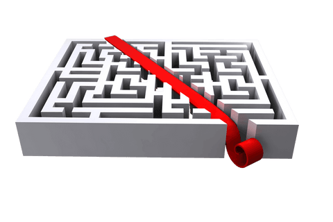 transparent maze illustration with red stripe solution path - Download Free Stock Videos Pikwizard.com