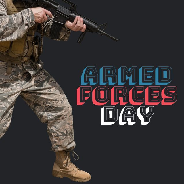 Armed Forces Day Tribute with Soldier and Rifle - Download Free Stock Templates Pikwizard.com