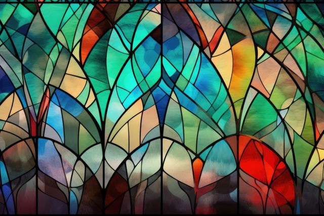 Abstract Stained Glass Window with Colorful Geometric Patterns - Download Free Stock Images Pikwizard.com