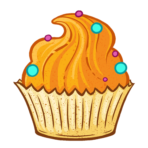 cartoon cupcake with orange frosting on transparent background - Download Free Stock Videos Pikwizard.com