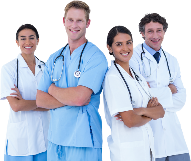 Team of Transparent Happy Doctors Standing with Arms Crossed - Download Free Stock Videos Pikwizard.com