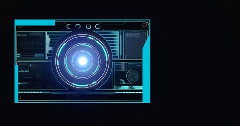 Futuristic Digital Interface with Scope Scanning and Data Processing Display - Download Free Stock Images Pikwizard.com