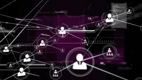 Digital Networking Icons and Data Flow Animation