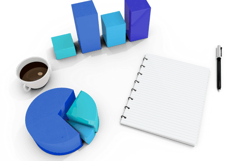 digital charts with notebook and coffee on transparent background - Download Free Stock Videos Pikwizard.com
