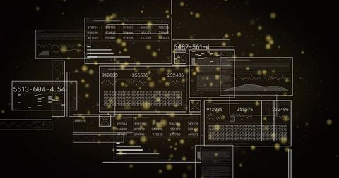 Futuristic holographic data dashboard with floating panels, wireframe widgets, bokeh UI
