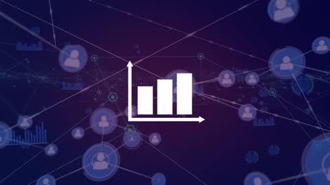 Digital Connection with Graph Icon on Purple Background