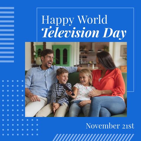 Family Celebrating World Television Day with Smiles and Relaxation - Download Free Stock Templates Pikwizard.com