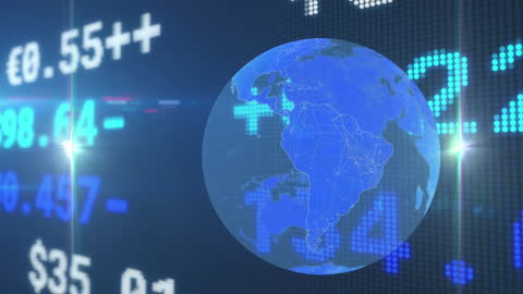Digital Globe with Financial Data Overlay Concept Animation