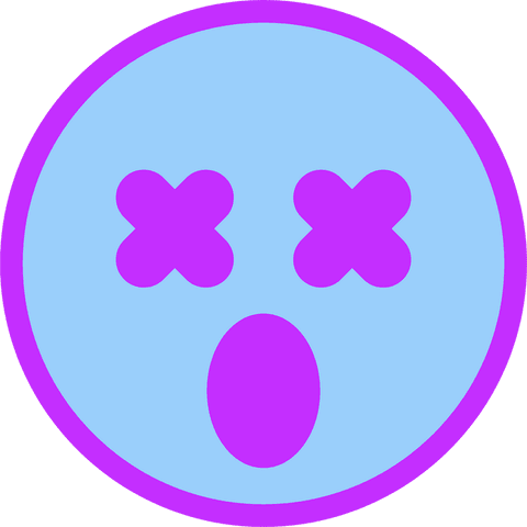 Vibrant Flat Emoji with X-Shaped Eyes and Oval Mouth