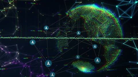 Digital Network Connections over Abstract Global Animation