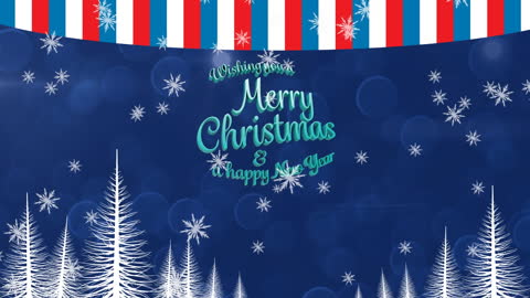 Festive Christmas New Year Greeting with Falling Snowflakes