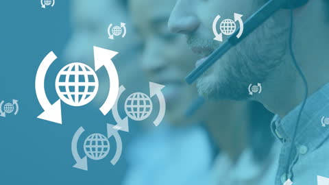 Customer Service Professionals Connecting Globally with Technology