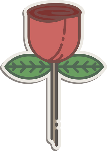 Transparent red flower illustration with leaves on background