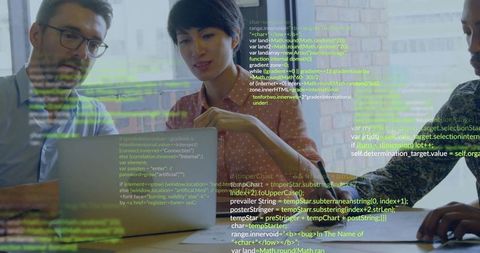 Tech Professionals Collaborating on Coding Project