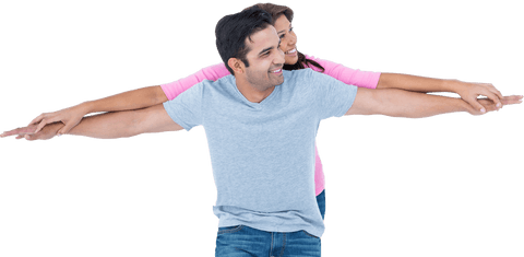 Playful couple enjoying romantic moment on transparent background