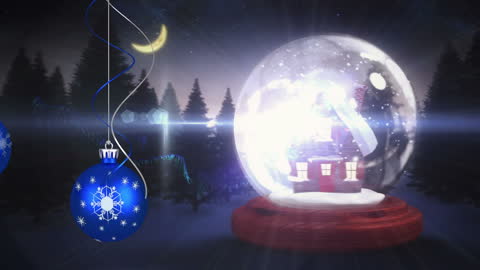 Shimmering Christmas Snowglobe in Winter Wonderland Scene