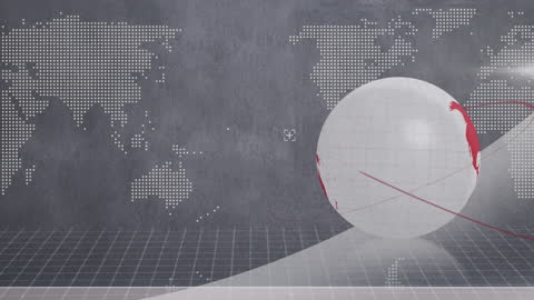 Digital Globe with Light Trails on Abstract World Map