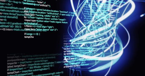 Dynamic Neon Coding Lines in a Spiral - Download Free Stock Images Pikwizard.com