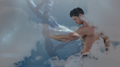 DNA and Chromosomes Overlay on Caucasian Male Athlete