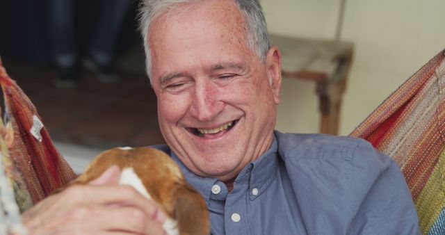 Senior Man Smiling And Petting Dog - Download Free Stock Images Pikwizard.com