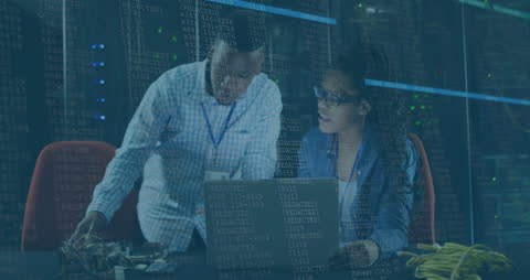 Cloud Computing Professionals Monitoring Server Using Laptops