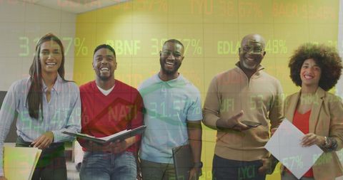 Diverse Professionals Analyzing Digital Stock Market Data