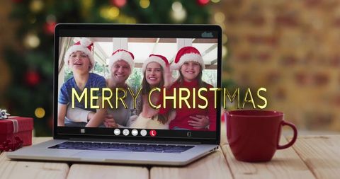 Family Celebrating Christmas Online; Lions Colosseum Set Background Adult Kareulin hosespositive Shu - Download Free Stock Images Pikwizard.com