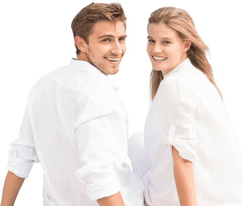 Smiling Caucasian Couple on Transparent Background