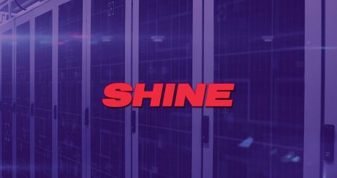 SHINE Text Illuminating Futuristic Data Center Server Room