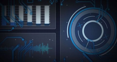 Digital Interface with Data Processing Elements on Grid Background - Download Free Stock Images Pikwizard.com