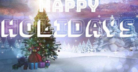 Festive Winter Wonderland with Christmas Tree and Gifts - Download Free Stock Images Pikwizard.com