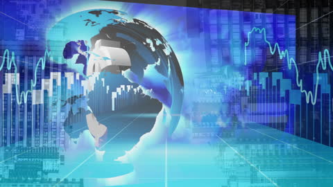 Rotating Globe with Financial Graphs and Dollar Symbol