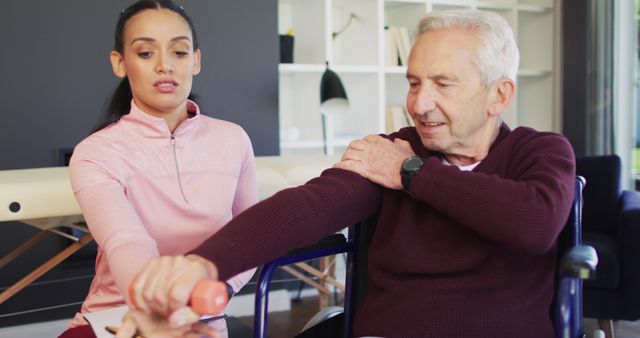 Senior Man in Rehabilitation with Physical Therapist Helping with Exercise - Download Free Stock Images Pikwizard.com