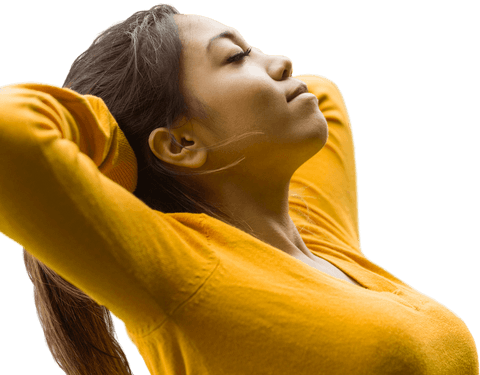 Transparent Relaxed Woman Outdoors Enjoying Fresh Air