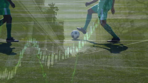 Football Players Superimposed with Financial Data Animation