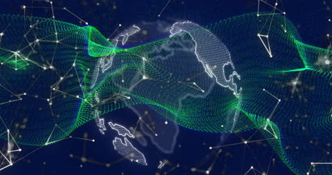High-Tech Digital Wave Over Rotating Globe
