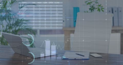 Digital Interface with Financial Charts in Modern Office - Download Free Stock Images Pikwizard.com