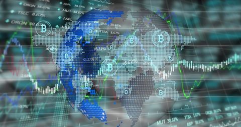 global cryptocurrency network and financial data integration - Download Free Stock Images Pikwizard.com