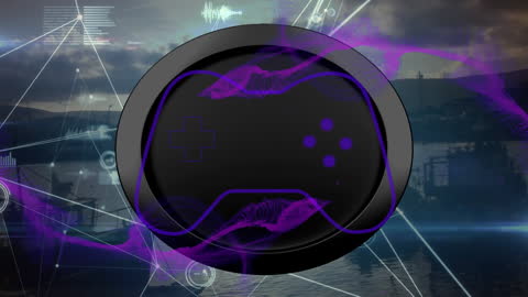 Futuristic Gamepad and Network Connections Graphics