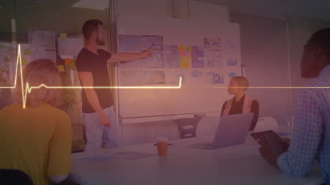 Diverse Business Team Collaborating with Digital Graphic Interface